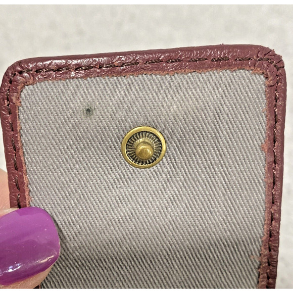 FOSSIL Madison Zipper Clutch Burgundy Red Pebbled Leather Wallet Wristlet Purse - Picture 5 of 10